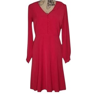 Ann Taylor Factory Red Long Sleeve Midi Dress